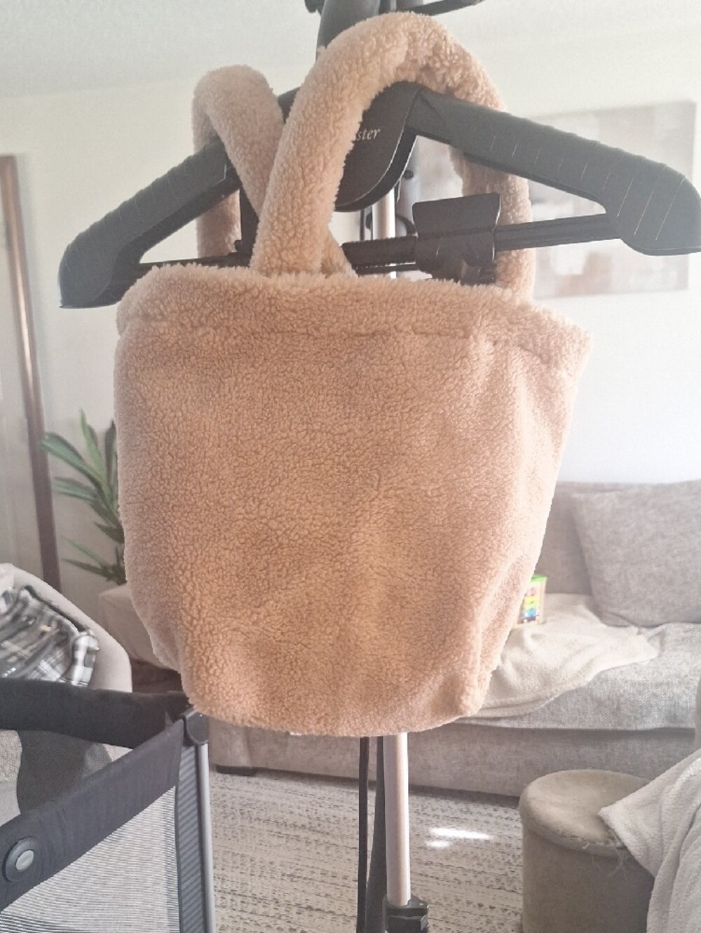 Prada Beige Faux-Shearling Mini Tote - Picture 2 of 3